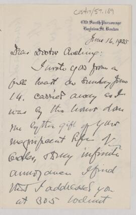 Letter to Harvey Cushing, June 16, 1925