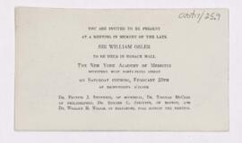 Invitation to a meeting in memory of the late Sir William Osler