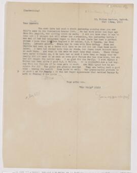 Letter to Charlotte (Chattie, Mrs. Charles Gwyn) Osler, June 21, 1911
