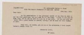 Letter to Walter Hines Page, May 27, 1913