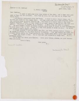 Letter to Harvey Cushing, April 13, 1906