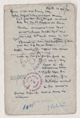 Cushing's notes, August 19, 1920