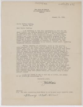 Letter to Harvey Cushing, January 11, 1926