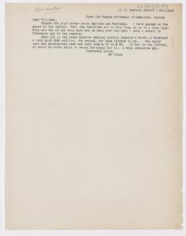Letter from Osler to John W. Williams