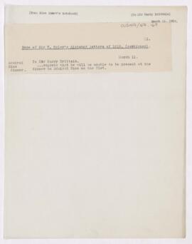 Letter to Harry Brittain, March 11, 1919