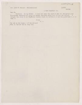 Letter to John H. Musser, 1903