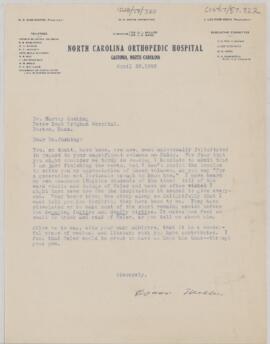 Letter to Harvey Cushing, April 20, 1926