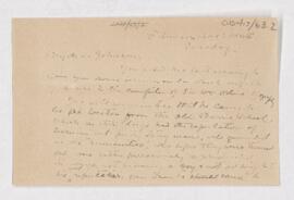 Letter to Arthur Jukes Johnson, January 14, 1921