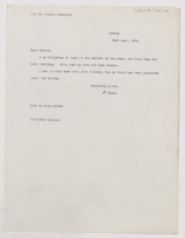 Letter to Harold Bowditch, September 24, 1912