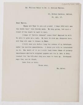 Letter to John Collins Warren, December 31, 1917