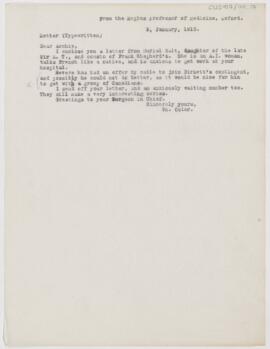 Letter to Thomas Archibald Malloch, January 9, 1915
