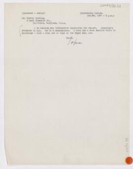 Letter to Harvey Cushing, February 16, 1907