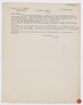 Letter to Harvey Cushing, November 5, 1907