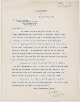 Letter to Harvey Cushing, December 5, 1921