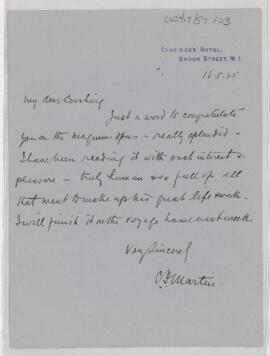 Letter to Harvey Cushing, May 16, 1925