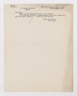 Letter to George Foy, August 27, 1918
