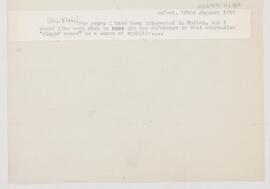 Letter to Arnold Carl Klebs, January 15, 1912
