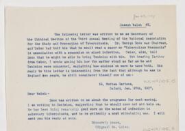 Letter to Joseph P. Walsh, January 26, 1907