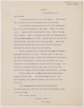 Letter to Henry Barton Jacobs, September 15, 1914
