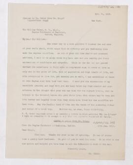 Letter to William Osler, November 30, 1918