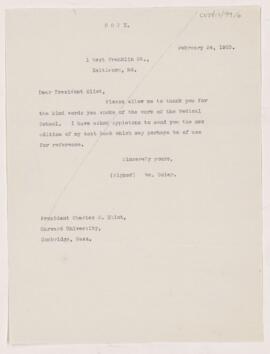 Letter to Charles W. Eliot, February 24, 1903