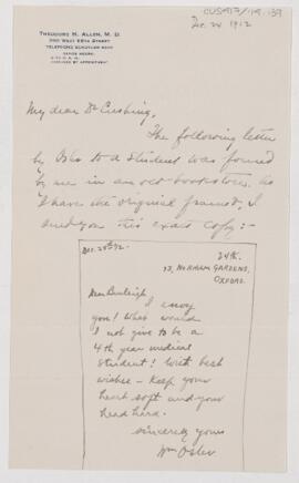 Letter to  Burleigh, December 24, 1912