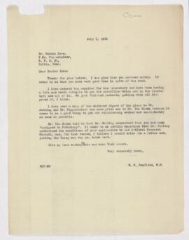 Personal correspondence, Dr. William Cone