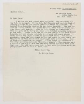 Letter to William Osler, January 31, 1918