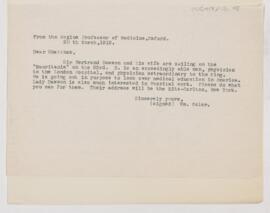 Letter to Frederick Cheever Shattuck, March 20, 1912