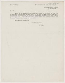 Letter to John Ochsner, November 25, 1902
