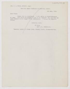 Letter to John Alexander Nixon, February 5, 1913
