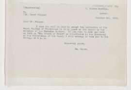 Letter to Henry Phipps, October 3, 1906