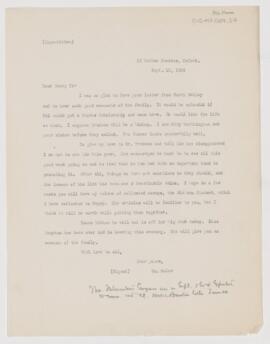 Letter to Henry Mills Thomas, September 15, 1908