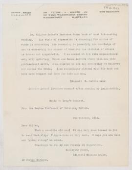 Letter to Victor D. Miller, October 8, 1912