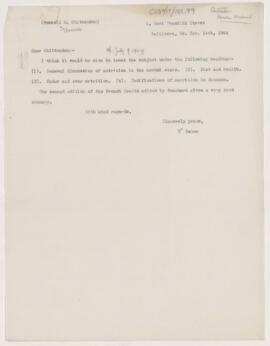 Letter to Russell H. Chittenden, November 14, 1904