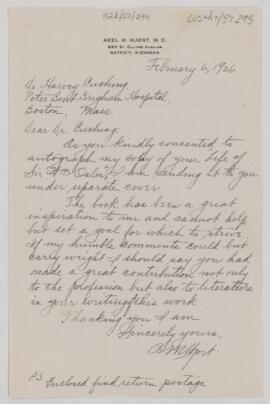 Letter to Harvey Cushing, February 6, 1926