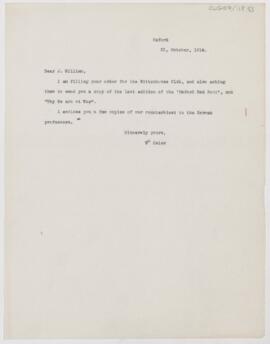 Letter to James William White, October 23, 1914