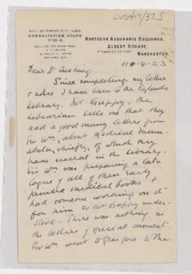 Letter to Harvey Cushing