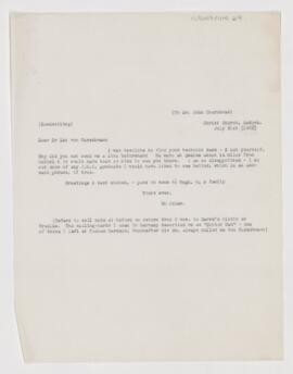 Letter to John Woolman Churchman, July 31, 1906