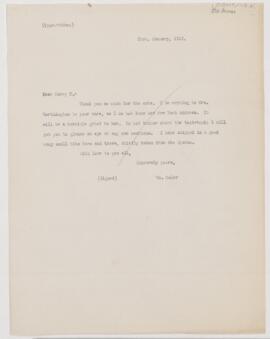 Letter to Henry Mills Thomas, January 31, 1912