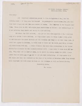 Letter to Thomas McCrae, February 25, 1916