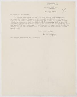 Letter to Sir John Burdon Sanderson, May 21, 1895
