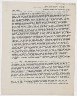 Letter to Susan Revere Chapin, April 17 & 19, 1916