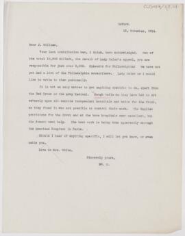 Letter to James William White, November 12, 1914