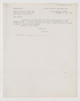 Letter to George H.F. Nuttall, October 16, 1906