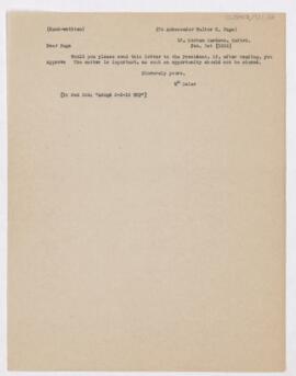 Letter to Walter Hines Page, February 1, 1916