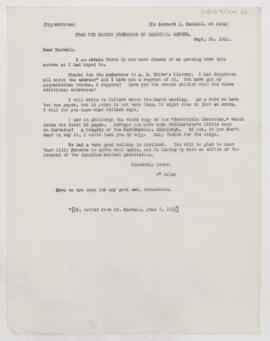 Letter to Leonard L. Mackall, September 21, 1912