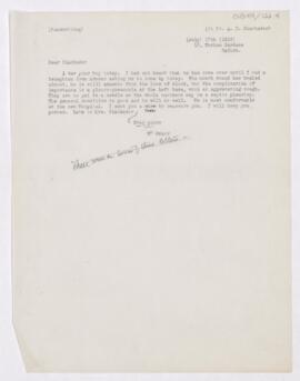 Letter to Alexander Dougall Blackader, July 13, 1916