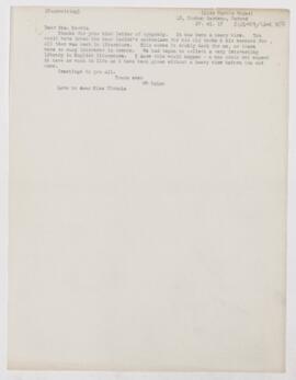 Letter to Marcia C. Noyes, November 27, 1917