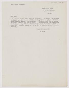 Letter to Mabel Brewster, April 13, 1909